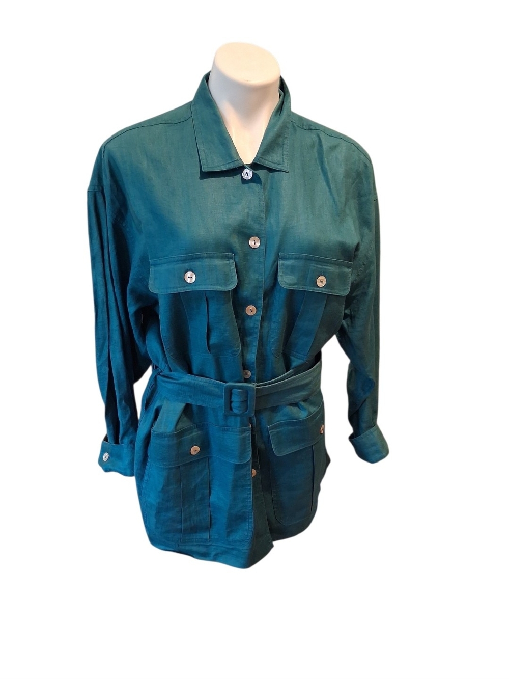Teal Utility Belted Jacket